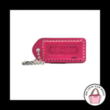 Load image into Gallery viewer, 2&quot; VINTAGE COACH Pink &amp; Saddle Leather Nickel Fob Bag Charm Keychain Hang Tag

