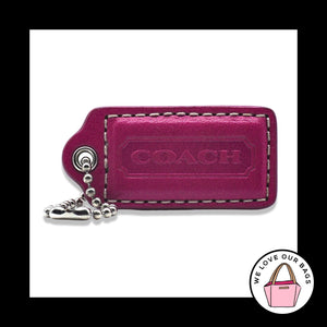 2" Medium COACH Pink Leather Nickel Key Fob Bag Charm Keychain Hang Tag