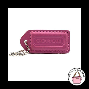 2" VINTAGE COACH Y2K Pink Leather Nickel Key Fob Bag Charm Keychain Hang Tag