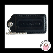 Load image into Gallery viewer, COACH HANG TAG 2.5" Black Smooth Leather Bag Charm Keychain Fob Nickel Large
