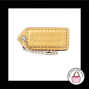 2" Medium COACH BEIGE TAN Leather Nickel Key Fob Bag Charm Keychain Hang Tag