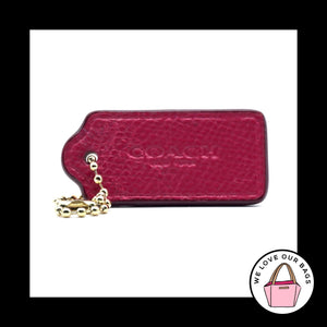 2" COACH NEW YORK Pink Pebbled Leather Brass Key Fob Bag Charm Keychain Hang Tag