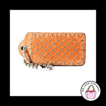 Load image into Gallery viewer, 2&quot; Medium COACH Orange Leather Python back Key Fob Bag Charm Keychain Hang Tag
