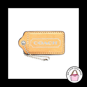 3" Large COACH Light Saddle Brown LEATHER Nickel Fob Bag Charm Keychain Hang Tag