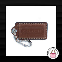 Load image into Gallery viewer, 2.5&quot; Large COACH WALNUT BROWN LEATHER NICKEL KEY FOB BAG CHARM KEYCHAIN HANG TAG
