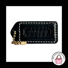 Load image into Gallery viewer, COACH Y2K VINTAGE Hang Tag 2" Black Leather Bag Charm Keychain Fob Brass Medium
