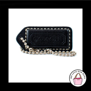 2" VINTAGE COACH Black & Saddle Leather Nickel Fob Bag Charm Keychain Hang Tag