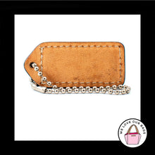 Load image into Gallery viewer, 2&quot; VINTAGE COACH Black &amp; Saddle Leather Nickel Fob Bag Charm Keychain Hang Tag
