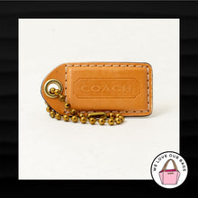 Load image into Gallery viewer, 2.5&quot; COACH SADDLE BROWN LEATHER IVORY SUEDE BRASS FOB BAG CHARM KEYCHAIN HANGTAG
