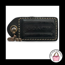 Load image into Gallery viewer, 65th COACH Y2K VINTAGE Hang Tag 2.5" Black Leather Antique Brass Bag Charm Fob
