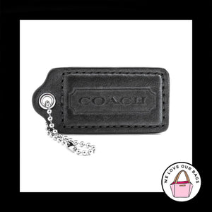 2.5" Large COACH Dark Gray Pewter LEATHER Nickel Fob Bag Charm Keychain Hang Tag