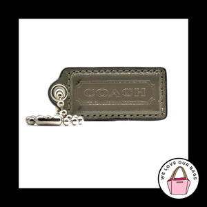 2.25" COACH Army Green Patent Leather Nickel Key Fob Bag Charm Keychain Hang Tag