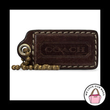 Load image into Gallery viewer, COACH HANG TAG 2.5" Walnut Brown Leather Antique Brass Bag Charm Keychain Large
