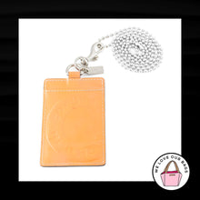 Load image into Gallery viewer, Rare COACH Orange Snaphead LANYARD ID Tag Leather Nickel Ballchain Long Strap
