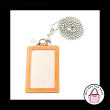 Load image into Gallery viewer, Rare COACH Orange Snaphead LANYARD ID Tag Leather Nickel Ballchain Long Strap
