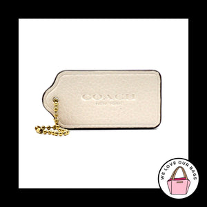 2.5" COACH NEW YORK Chalk White Pebbled Leather Fob Bag Charm Keychain Hang Tag