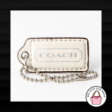 Load image into Gallery viewer, 2&quot; Medium COACH WHITE SILVER LEATHER NICKEL KEY FOB BAG CHARM KEYCHAIN HANG TAG
