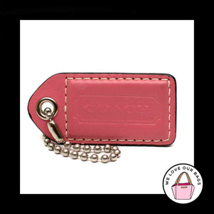 3" Large COACH PINK LEATHER Nickel Key Fob Bag Charm Keychain Hang Tag