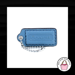2" Medium COACH Blue CROSSGRAIN LEATHER Nickel Fob Bag Charm Keychain Hang Tag