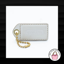 Load image into Gallery viewer, 2.5&quot; Large COACH WHITE LEATHER BRASS KEY FOB BAG CHARM KEYCHAIN HANG TAG
