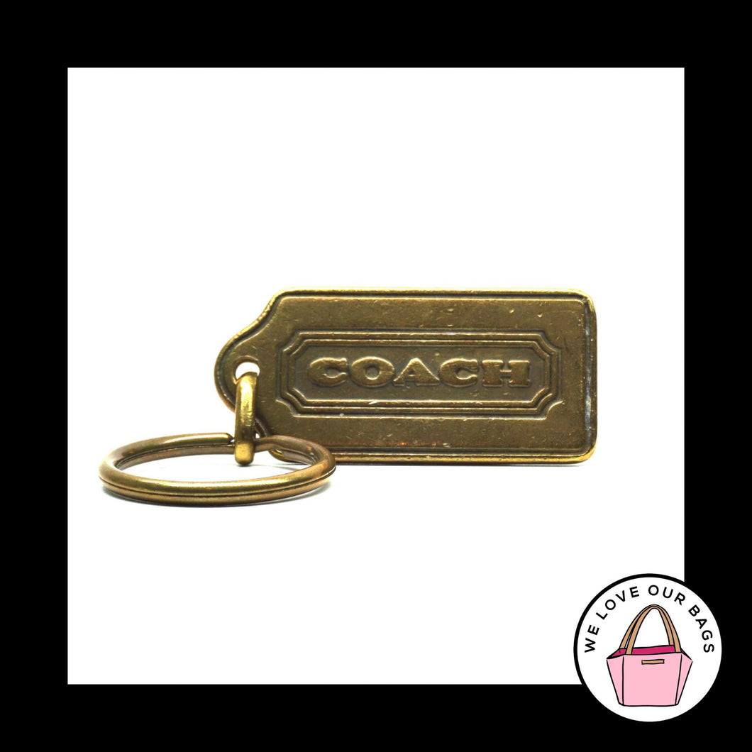 RARE VINTAGE COACH Thick Gold Brass Metal Hang Tag Key Fob Bag Charm Keychain