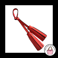 Load image into Gallery viewer, COACH LEGACY Red Leather Double Tassel Strap Bag Charm Hang Tag Keychain Fob
