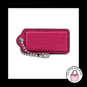 2.25" Medium COACH Pink Leather Nickel Key Fob Bag Charm Keychain Hang Tag