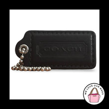 Load image into Gallery viewer, COACH HANG TAG 2.5" Black Smooth Leather Bag Charm Keychain Fob Nickel Large
