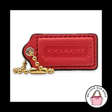 Load image into Gallery viewer, COACH HANG TAG 2" Light Red Smooth Leather Bag Charm Keychain Fob Brass Medium
