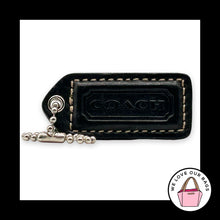 Load image into Gallery viewer, COACH Y2K VINTAGE Hang Tag 2" Black Leather Bag Charm Keychain Fob Nickel Medium
