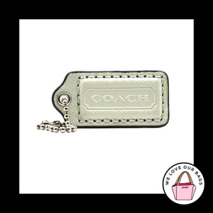 2" COACH Chalk White Crossgrain Leather Nickel Fob Bag Charm Keychain Hang Tag