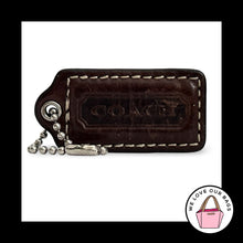 Load image into Gallery viewer, COACH HANG TAG 2" Walnut Brown Leather Bag Charm Keychain Fob Nickel Medium
