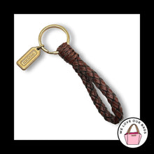 Load image into Gallery viewer, VINTAGE COACH Braided Brown Leather Strap KeyFob Bag Charm Keychain HangTag 7204
