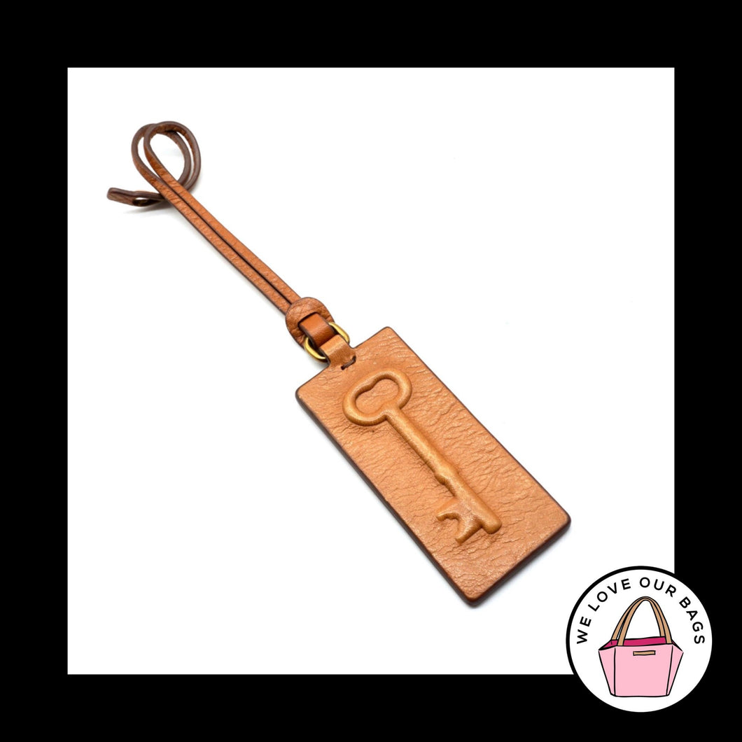 FOSSIL ID Tag Luggage BROWN LEATHER Key Strap Fob Bag Charm Keychain Hang Tag