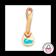 Load image into Gallery viewer, VINTAGE Y2K DOONEY &amp; BOURKE Bag Charm Hang Tag Teal Blue Duck Tan Leather Fob
