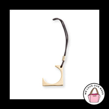 Load image into Gallery viewer, LIZ CLAIBORNE Bag Charm Gold Metal Brown String Loop Strap Hang Tag Keychain Fob
