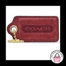 Load image into Gallery viewer, X-Large COACH HANGTAG 3" Red Smooth Leather Gold Brass Bag Charm Keychain Fob
