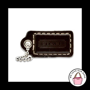 1.5" Small COACH Chocolate Brown Patent Leather Fob Bag Charm Keychain Hang Tag