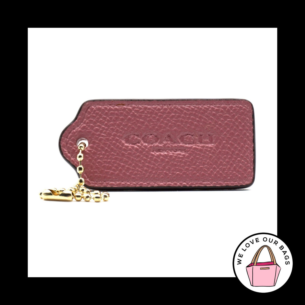 2.25 COACH NEW YORK Mauve Pink Crossgrain Leather Fob Bag Charm Keychain HangTag