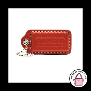 2" COACH Orange & Silver Patent Leather Nickel Fob Bag Charm Keychain Hang Tag