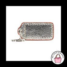 Load image into Gallery viewer, 2&quot; COACH Orange &amp; Silver Patent Leather Nickel Fob Bag Charm Keychain Hang Tag
