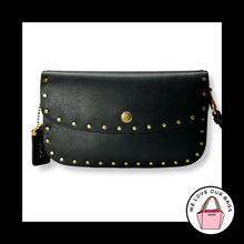 Load image into Gallery viewer, NEW COACH 1941 RIVET Glovetanned Black Leather Wristlet Wallet Snap Clutch 29765
