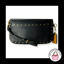 Load image into Gallery viewer, NEW COACH 1941 RIVET Glovetanned Black Leather Wristlet Wallet Snap Clutch 29765

