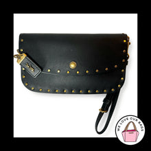 Load image into Gallery viewer, NEW COACH 1941 RIVET Glovetanned Black Leather Wristlet Wallet Snap Clutch 29765

