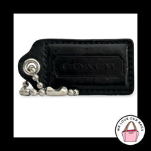 Load image into Gallery viewer, COACH HANG TAG 2.5" Black Smooth Leather Bag Charm Keychain Fob Nickel Large
