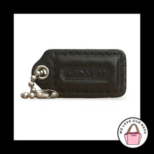Load image into Gallery viewer, COACH HANG TAG 1.5" Black Smooth Leather Bag Charm Keychain Fob Nickel Small
