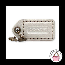 Load image into Gallery viewer, COACH Y2K VINTAGE Hang Tag 1.5" White Leather Antique Brass Bag Charm Keychain
