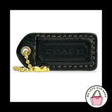 Load image into Gallery viewer, COACH Y2K VINTAGE Hang Tag 2" Black Leather Bag Charm Keychain Fob Brass Medium
