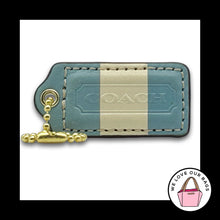 Load image into Gallery viewer, Rare COACH HANG TAG Bag Charm Keychain Fob Blue White Stripe Leather Brass 2"
