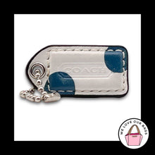 Load image into Gallery viewer, COACH Y2K VINTAGE Hang Tag Bag Charm Keychain White Blue Polka Dot Leather 1.5"
